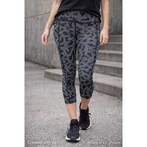 X By Gottex High Waisted Leggings Gray & Black XS